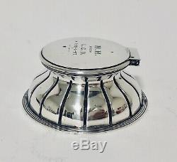 Quality Antique Victorian Sterling Silver Capstan Inkwell with Glass Liner 1897