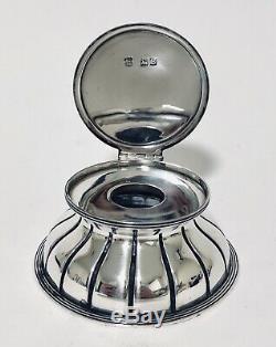 Quality Antique Victorian Sterling Silver Capstan Inkwell with Glass Liner 1897