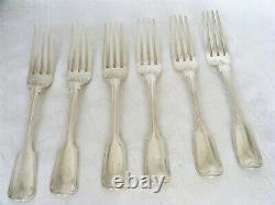 Quality Set 6, Victorian Solid Silver Table / Dinner Forks-London 1870 G. Adams