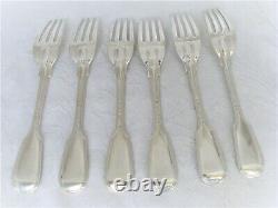 Quality Set 6, Victorian Solid Silver Table / Dinner Forks-London 1870 G. Adams
