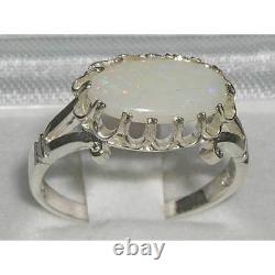 Quality Solid Sterling Silver Natural Opal Victorian Inspired Ring