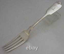 RARE 78g EXETER STERLING SILVER THOMLINSON FAMILY CRESTED FORK 1856 ANTIQUE