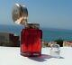 Rare Beautiful Victorian Charles May Solid Silver Cut Glass Ruby Scent Bottle