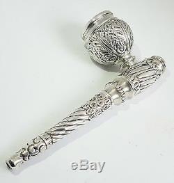 RARE BEAUTIFUL VICTORIAN SOLID SILVER ORNATELY DESIGNED SMOKING PIPE c1900
