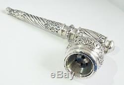 RARE BEAUTIFUL VICTORIAN SOLID SILVER ORNATELY DESIGNED SMOKING PIPE c1900