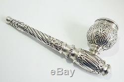 RARE BEAUTIFUL VICTORIAN SOLID SILVER ORNATELY DESIGNED SMOKING PIPE c1900