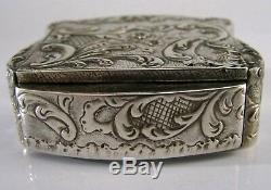 RARE FRENCH SOLID SILVER MECHANICAL SNUFF BOX c1900 ANTIQUE PUSH BUTTON