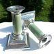 Rare Pair Victorian Martin Hall & Co Solid Silver & Green Stained Candlesticks