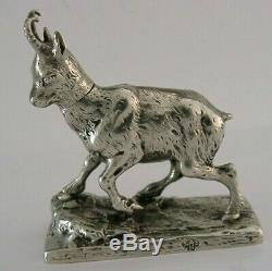 RARE SOLID SILVER NOVELTY MOUNTAIN GOAT SNUFF BOX c1890 ANIMAL ANTIQUE