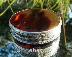 RARE STUNNING GERMAN VICTORIAN SOLID SILVER AND Faux TORTOISESHELL SNUFF BOX