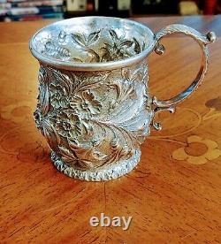 RARE S Kirk Son Co Repousse Sterling Silver Baby Mug! 3.5 H! 150 Grams