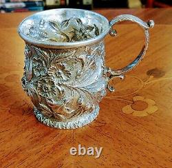 RARE S Kirk Son Co Repousse Sterling Silver Baby Mug! 3.5 H! 150 Grams