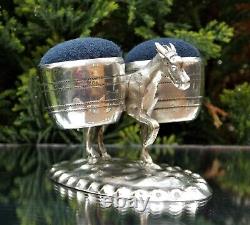 Rare 19th Century Victorian Solid Silver Donkey Pin Cushion