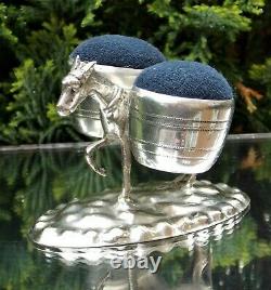 Rare 19th Century Victorian Solid Silver Donkey Pin Cushion