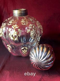 Rare Antique Sampson Mordan London Silver Gilt Enamel Glass Perfume Scent Bottle
