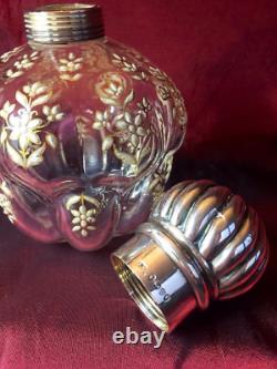 Rare Antique Sampson Mordan London Silver Gilt Enamel Glass Perfume Scent Bottle