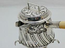 Rare Antique Solid Silver Lidded Brandy Warmer on Burner London 1885 OAS