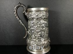 Rare Antique Tiffany & Co. Sterling Silver Repoussé Mug/Tankard