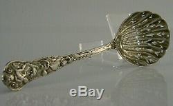 Rare Bacchanalian Pattern Solid Silver Sugar Sifter Spoon 1892 Antique