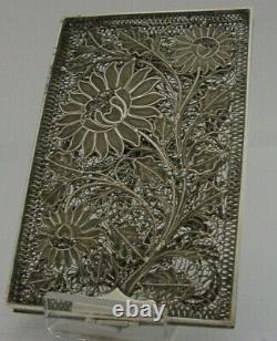 Rare Beautiful Solid Silver Filigree Card Case Georgian Victorian Antique