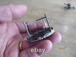 Rare Dolls House Victorian Solid Silver Miniture Table And Chair