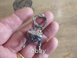 Rare Dolls House Victorian Solid Silver Miniture Table And Chair