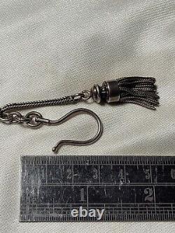 Rare Fancy Links Antique Victorian Sterling Silver Pocket Watch Albert Chain
