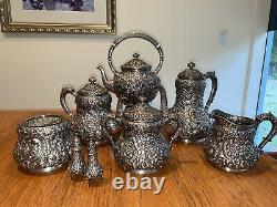 Rare Hamilton And Diesinger 1897 Repousee Sterling Silver 8 Piece Tea Set