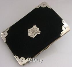 Rare Large English Victorian Stering Silver Leather Wallet 1901 Antique