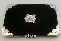 Rare Large English Victorian Stering Silver Leather Wallet 1901 Antique