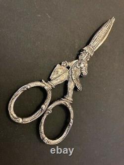 Rare London 1898 Hanau Import Sterling Silver Umbrella Man Novelty Scissors