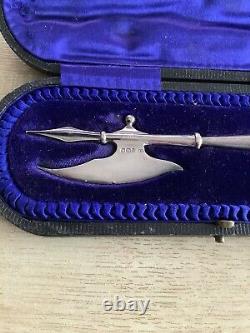 Rare Novelty Victorian Silver Medieval Battle Axe Mother Of Pearl Handle C1900