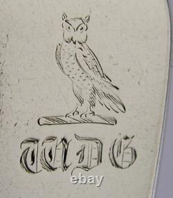 Rare Owl Crested Sterling Silver Basting Spoon 1845 Antique Victorian