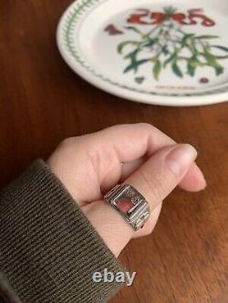 Rare PANSY Photo LOCKET Mourning RING French Victorian Art Nouveau Solid Silver