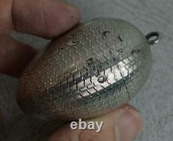 Rare Russian 19thC 84 Solid Silver Egg Pendant with Opening
