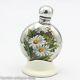 Rare Sampson Mordan Solid Sterling Silver Enamel Daisy Flower Flask Perfume 1890