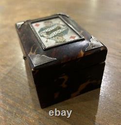 Rare Silver Mounted Faux Tortoiseshell Card Box, Deakin & Francis, B'ham, 1886/7