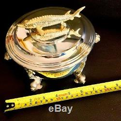 Rare Solid Silver Large 8/20cm Heavy (1.6kg) English William Comyns Caviar Dish