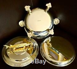 Rare Solid Silver Large 8/20cm Heavy (1.6kg) English William Comyns Caviar Dish