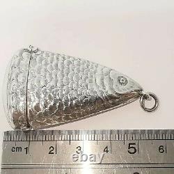Rare Sterling Silver Novelty Vesta Case Salmon Fish Head Birmingham 1892 P1127