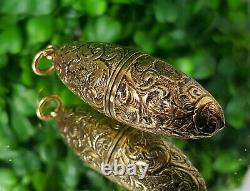 Rare Stunning Victorian Gilt Floral & Scroll Chatelaine Oval Scent Bottle 1881