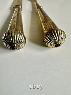 Rare Victorian 1840s Sterling Silver Bohemian Garnet Cutlery