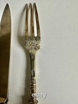 Rare Victorian 1840s Sterling Silver Bohemian Garnet Cutlery