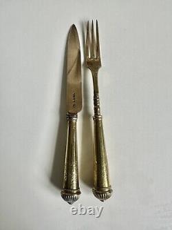 Rare Victorian 1840s Sterling Silver Bohemian Garnet Cutlery