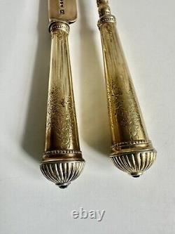 Rare Victorian 1840s Sterling Silver Bohemian Garnet Cutlery