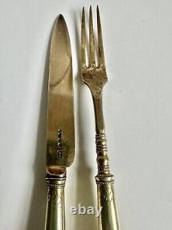 Rare Victorian 1840s Sterling Silver Bohemian Garnet Cutlery