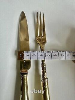 Rare Victorian 1840s Sterling Silver Bohemian Garnet Cutlery