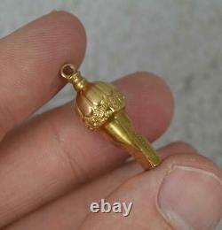Rare Victorian 9ct Gold Working Whistle Pendant Charm