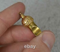 Rare Victorian 9ct Gold Working Whistle Pendant Charm