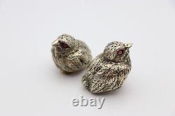 Rare Victorian Novelty Sterling Silver Chick Pepper Pot Pair London 1882/1883